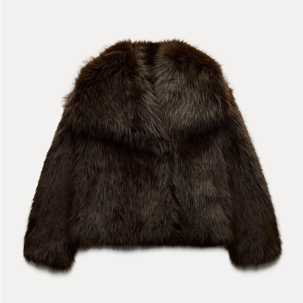 FAUX FUR SHORT COAT ZW COLLECTION - Picture 2 of 6